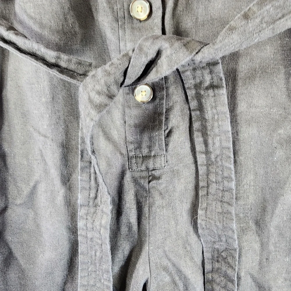 Everlane Linen Picnic Jumpsuit Womens 12 Black Button Belted Adjustable Straps